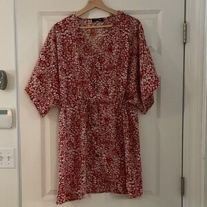 Red Floral Kimono Dress